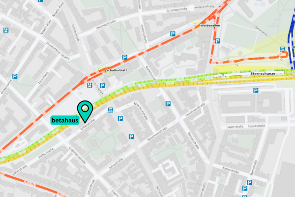 Wegbeschreibung und Anfahrtskarte zum betahaus Hamburg in der Eifflerstraße